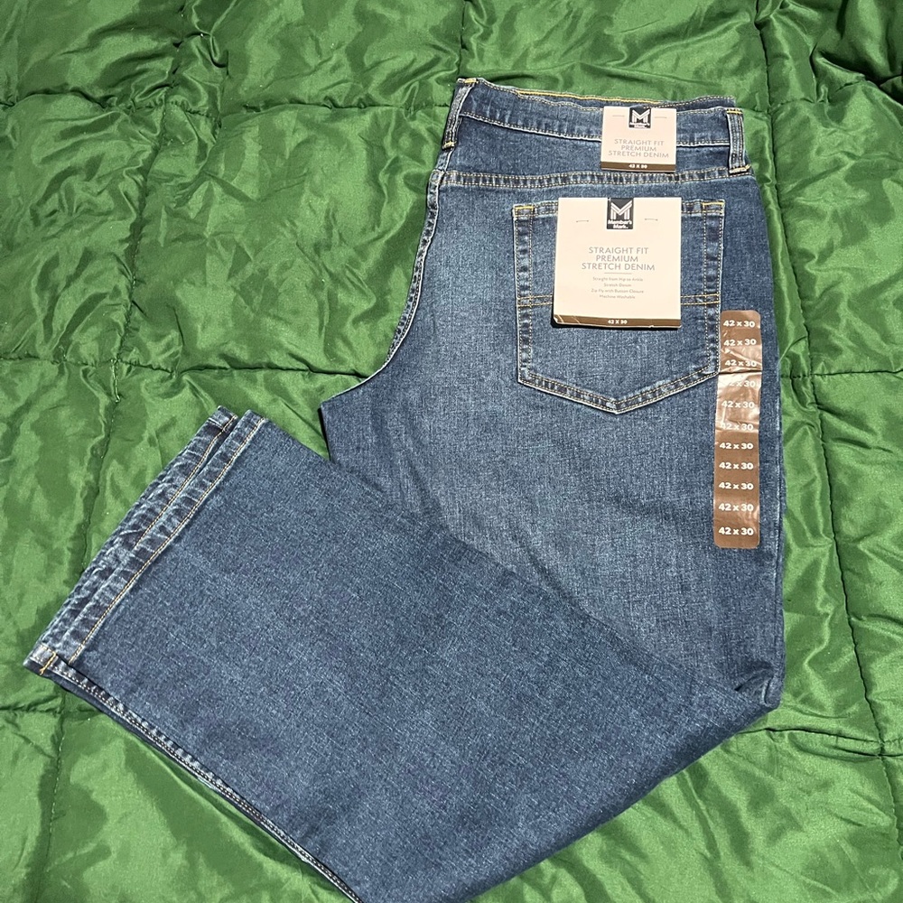 NWT Member's Mark Straight Fit Premium Stretch jeans 42 X 30